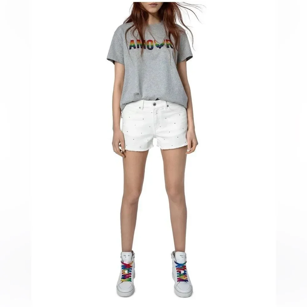 New Zadig &‎ Voltaire Womens High Flash Pride Lightning Bolt Sneakers $498